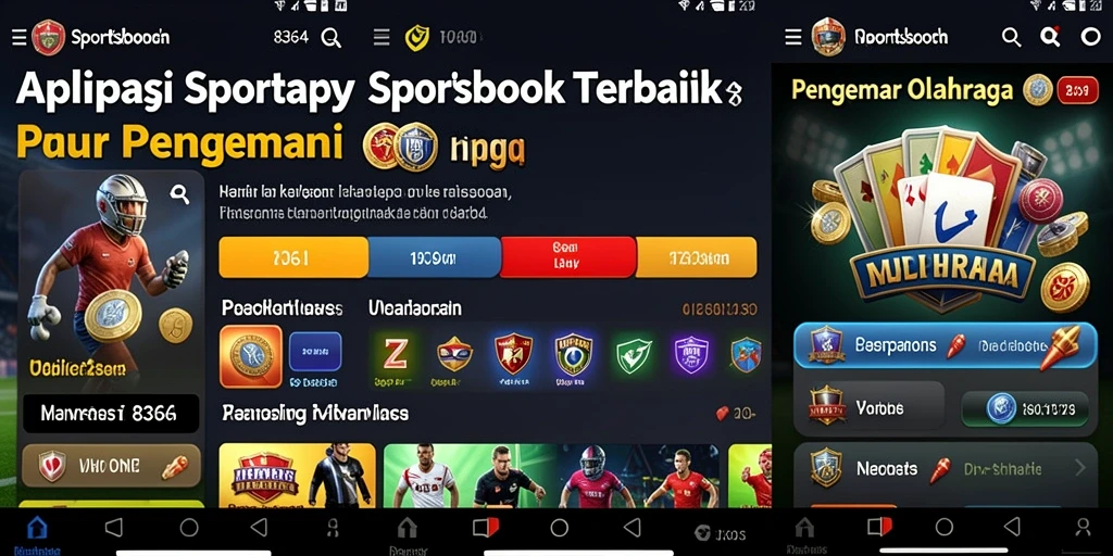 Screenshot gameplay 8364 yang menampilkan berbagai opsi taruhan olahraga.