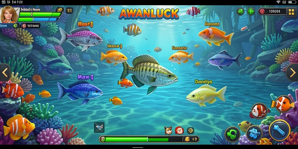 Tampilan gameplay menarik dari AWANLUCK dalam aksi tembak ikan.