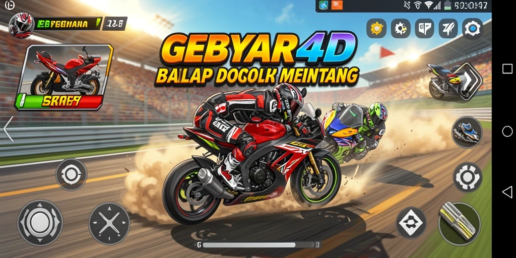 Gameplay GEBYAR4D menampilkan kecepatan dan keseruan balap motor.