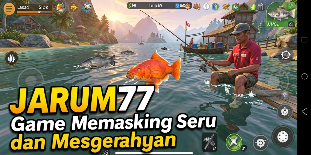 Tampilan gameplay JARUM77 menampilkan aksi memancing yang seru dan menantang.