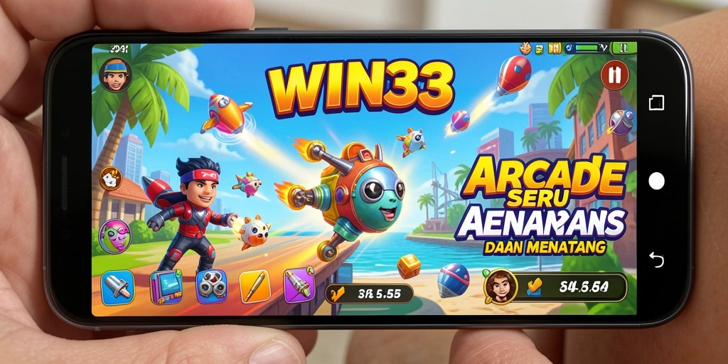Screenshot gameplay WIN33 dengan aksi seru di dalam level Arcade.