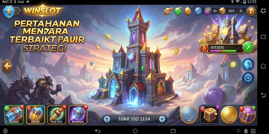 Tampilan menarik permainan Tower Defense di WINSLOT dengan menara dan musuh.
