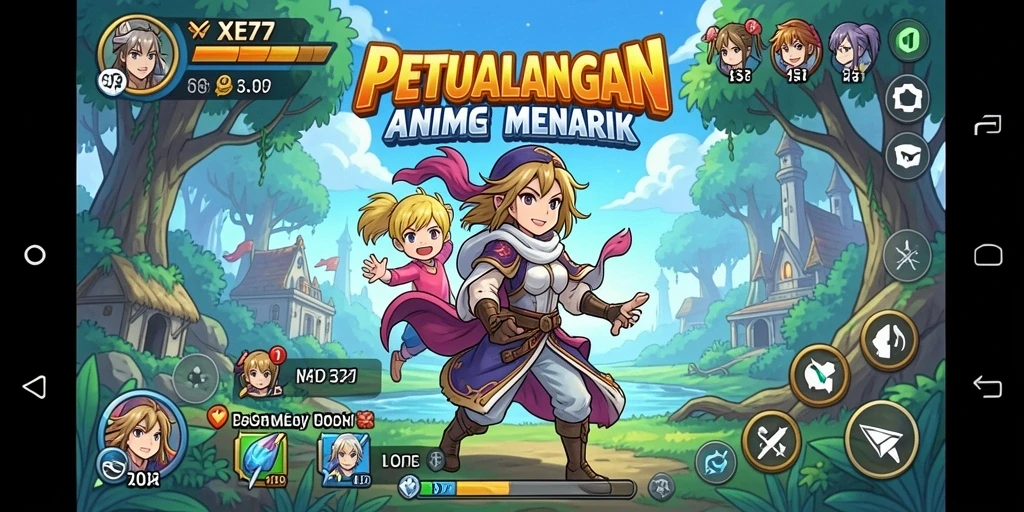 Tampilan gameplay XE77 yang menarik dan penuh warna.